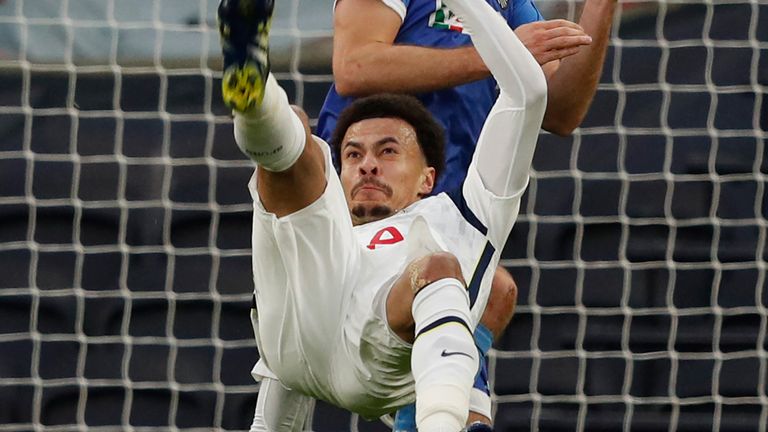 Dele Alli scores with a spectacular overhead kick against Wolfsberger