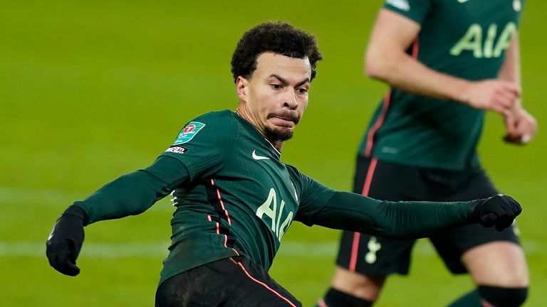 December 23, 2020, Stoke, United Kingdom: Dele Alli of Tottenham during the Carabao Cup match at The Bet365 Stadium, Stoke. Picture date: 23rd December 2020. 