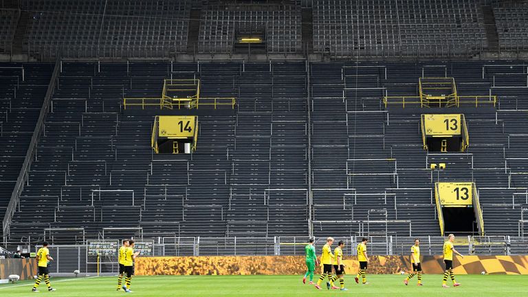 German football grounds remain closed to fans as part of the country's rules on coronavirus