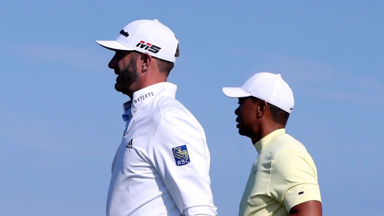 Dustin Johnson and Tiger Woods play together at The Open in 2019
