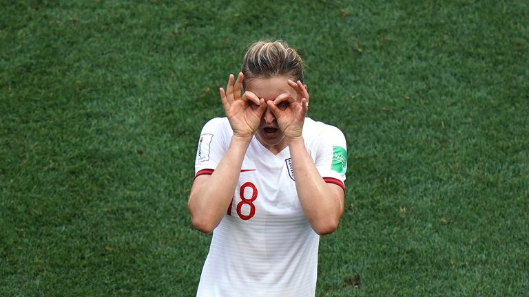 Ellen White celebrating for England