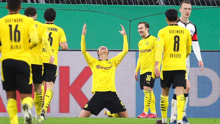 Erling Haaland capped a dramatic night for Borussia Dortmund against Paderborn