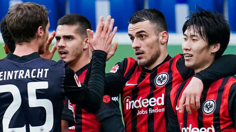 Filip Kostic (second right) helped Eintracht Frankfurt to victory