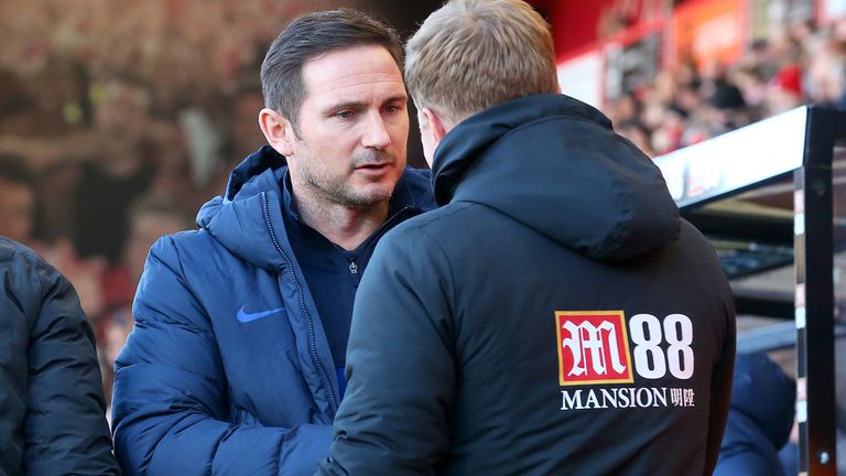 Frank Lampard speaks to Eddie Howe