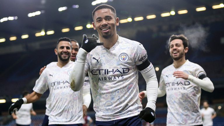 Gabriel Jesus of Manchester City celebrates scoring his sides opening goal (Barry Coombs/Sportimage)