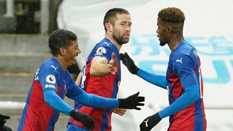 Gary Cahill celebrates heading Crystal Palace in front after 25 minutes