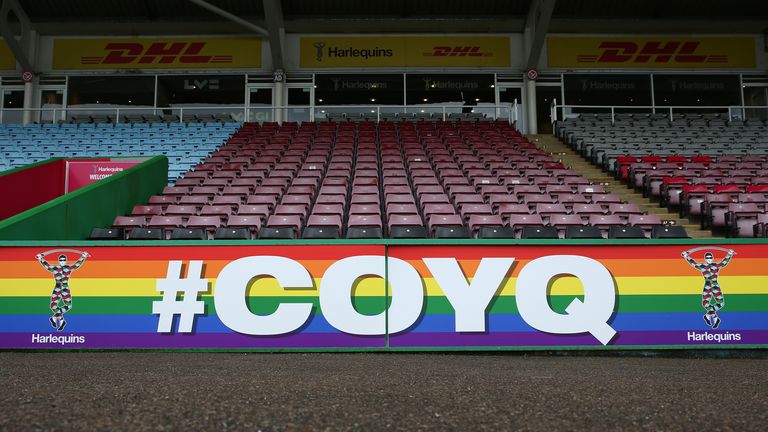 Harlequins hoarding, The Stoop, Pride Game, February 15 2020 (pic supplied by club)