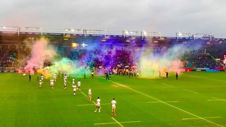 Harlequins Pride Game, smoke grenades, 15 February 2020 (pic supplied by club)