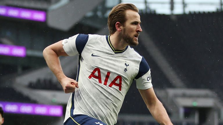 Harry Kane celebrates opening the scoring for Tottenham against West Brom