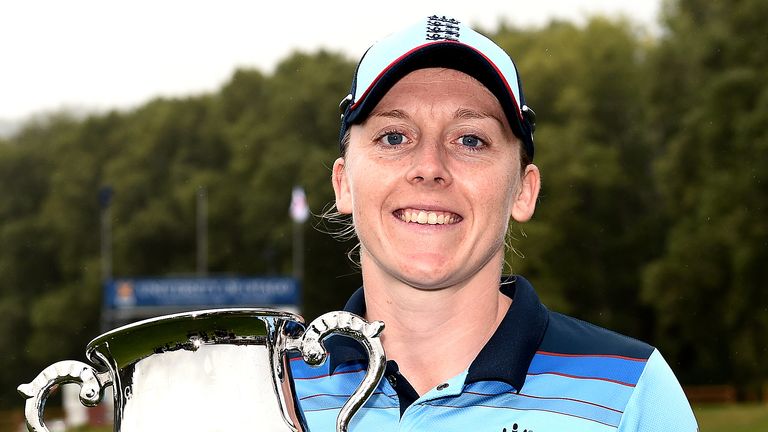 Heather Knight collected the trophy as England won the ODI series 2-1 in New Zealand
