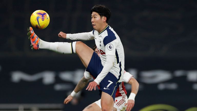 The boots worn by Heung Min-Son in the 2-0 win over Arsenal are being auctioned off