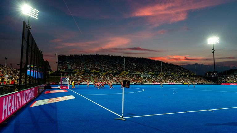 General view of the game during the national Vitality Women&#39;s Hockey World Cup match at The Lee Valley Hockey and Tennis Centre, London. PRESS ASSOCIATION Photo, Picture date: Wednesday July 25, 2018. Photo credit should read: Steven Paston/PA Wire.
