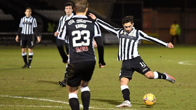 Ilkay Durmus scores the opening goal during a Scottish Premiership match between St Mirren and Hamilton