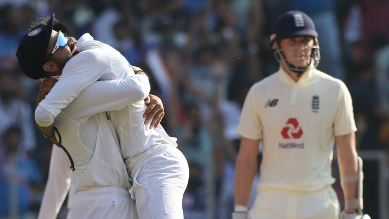 India celebrate Zak Crawley's wicket in third Test (Pic credit - BCCI)