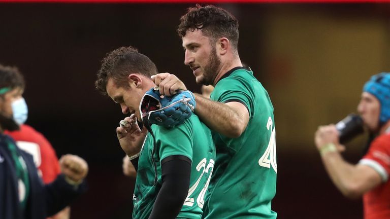 Billy Burns is consoled by Will Connors at full-time
