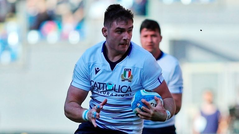 Jake Polledri of Italy (C) in action during the Guinness Six Nations 2020, rugby union match between Italy and Scotland on February 22, 2020 at Stadio Olimpico in Rome, Italy - Photo Federico Proietti/ESPA-Images(Credit Image: © ESPA Photo Agency/CSM via ZUMA Wire) (Cal Sport Media via AP Images)