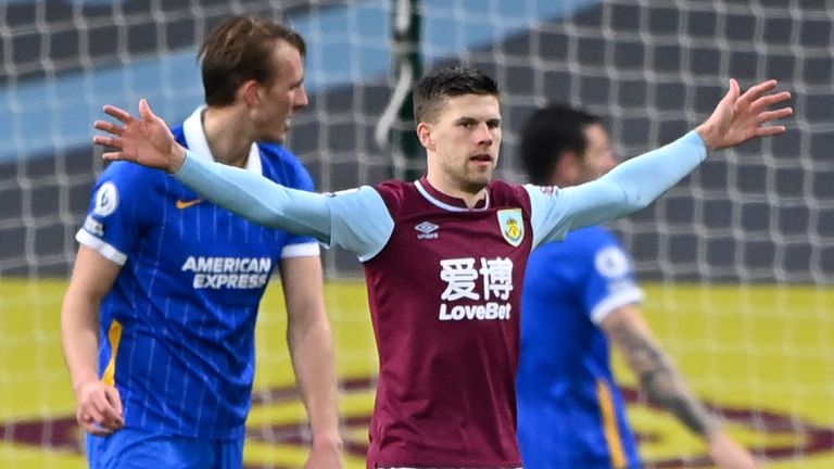 Burnley's Johann Berg Gudmundsson celebrates after scoring his sides equaliser (AP)