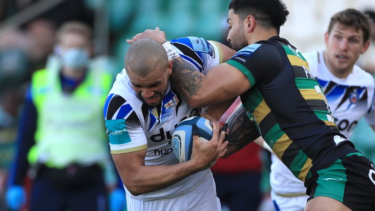 Bath's Jonathan Joseph takes on the Northampton defence