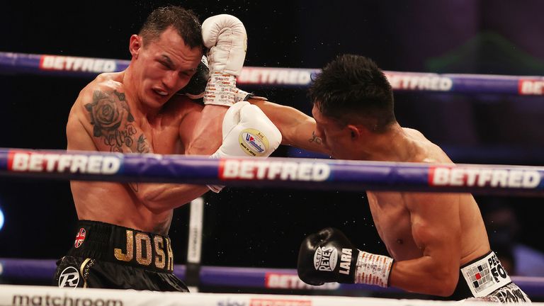 HANDOUT PICTURE COMPLIMENTS OF MATCHROOM BOXING.Josh Warrington vs Mauricio Lara, Featherweight Contest..13 February 2021.Picture By Mark Robinson.