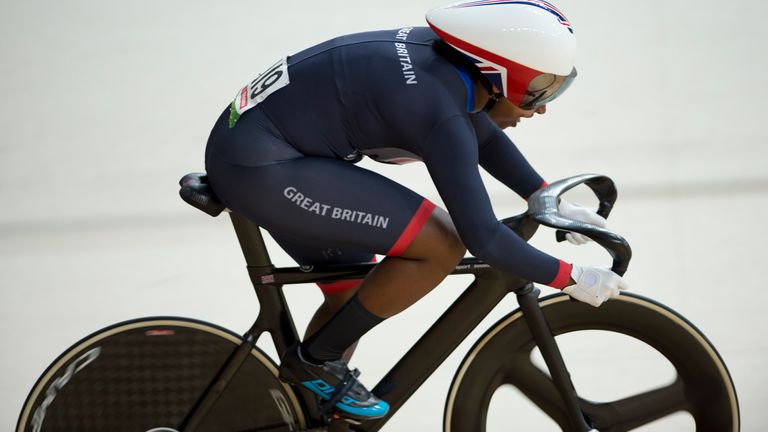 Kadeena Cox of Great Britain, winner of the women's 500 meter time trial, Sept. 10, 2016, Rio 2016 Paralympics, Rio de Janeiro, (Photo by Casey B. Gibson) *** Please Use Credit from Credit Field *** (Sipa via AP Images)