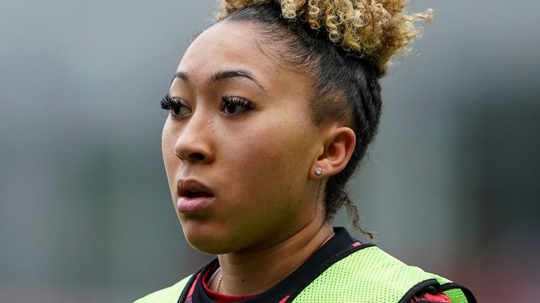Manchester United&#39;s Lauren James in training at Leigh Sports Village Stadium, Manchester.