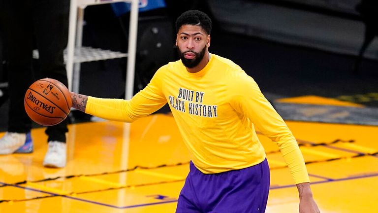 AP - Los Angeles Lakers forward Anthony Davis warms up before an NBA basketball game
