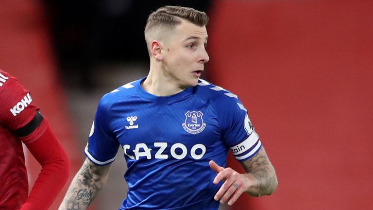 Lucas Digne captained Everton in their 3-3 draw at Manchester United