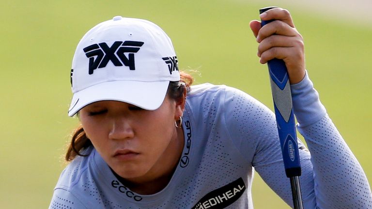 Lydia Ko of New Zealand, in actions during the final round of the LPGA's ANA Inspiration golf tournament at Mission Hills Country Club in Rancho Mirage, Calif., Sunday Sept. 13, 2020. (AP Photo/Ringo H.W. Chiu)