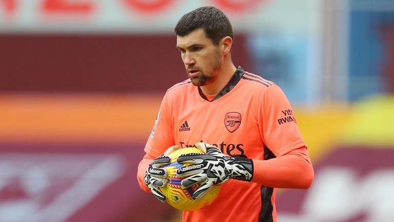 Mathew Ryan during the Premier League match between Aston Villa and Arsenal (AP)