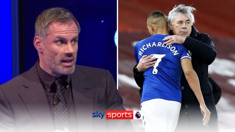 MNF: Jamie Carragher says Carlo Ancelotti was his man of the match in the Merseyside derby.