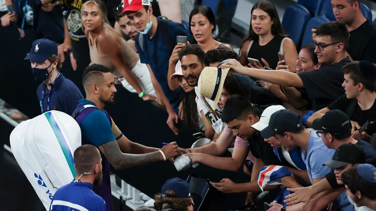 Nick Kyrgios was roared on by the crowd present on the John Cain Arena