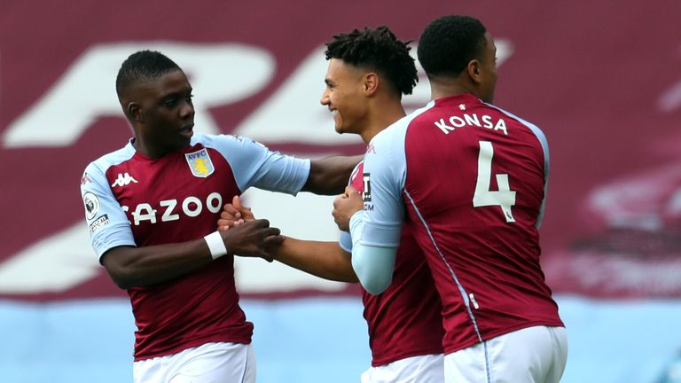 Ollie Watkins celebrates his early goal for Villa