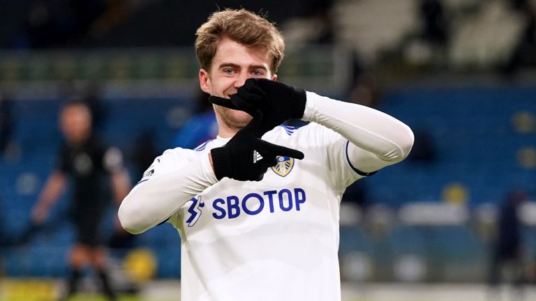 Patrick Bamford celebrates scoring for Leeds vs Crystal Palace