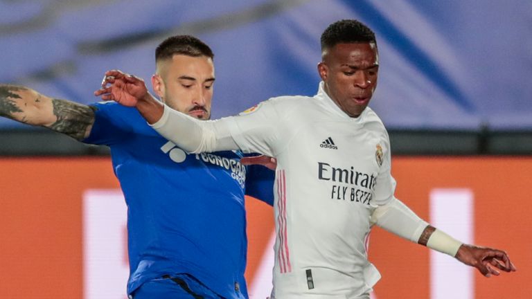 Vinicius Junior featured for Real Madrid during their win over Getafe