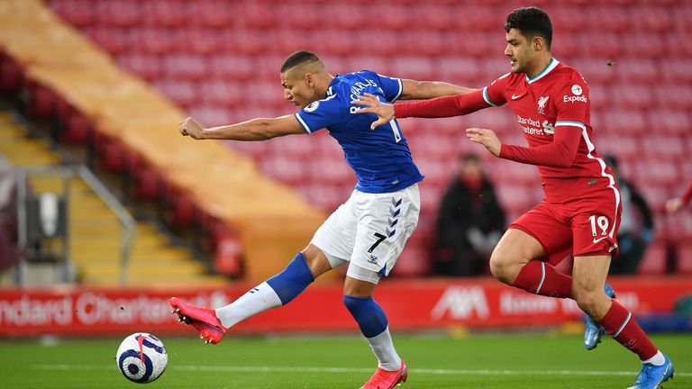 Richarlison fires Everton ahead early on at Anfield