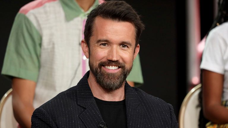 Rob McElhenney speaks at the "Mythic Quest: Raven's Banquet" panel during the Apple+ TCA 2020 Winter Press Tour at the Langham Huntington, Sunday, Jan. 19, 2020, in Pasadena, Calif. (Photo by Willy Sanjuan/Invision/AP)
