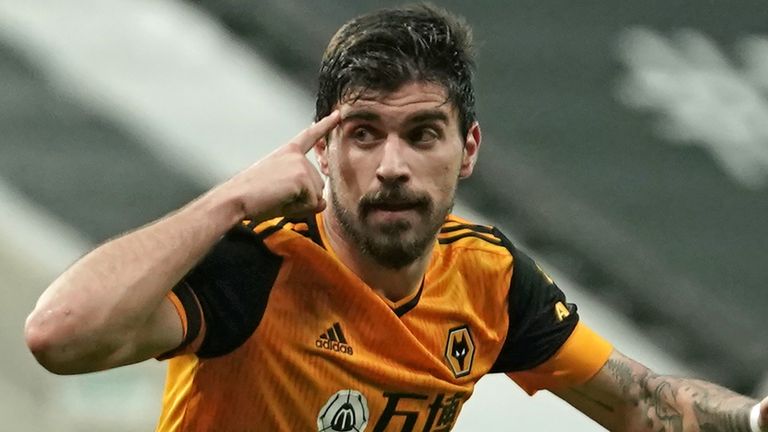 Ruben Neves celebrates his equaliser at St James's Park