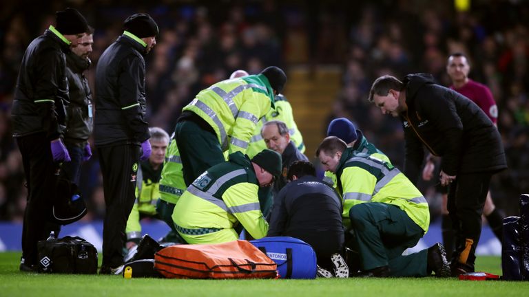 Ryan Mason suffers a head injury while playing for Hull in the Premier League