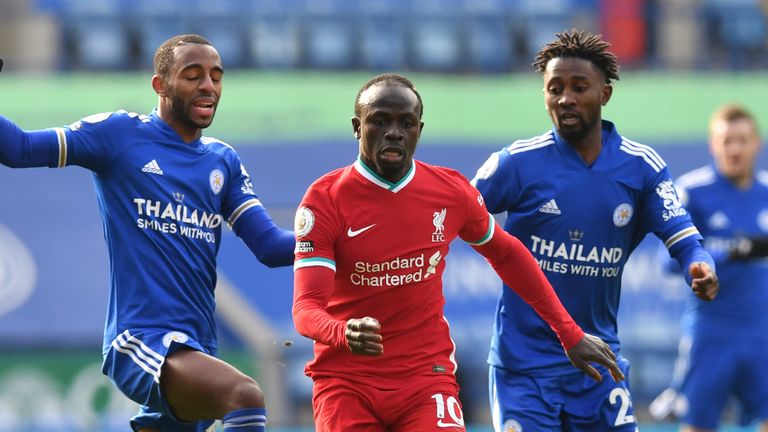 Sadio Mane looks to get away from Ricardo Pereira on Saturday