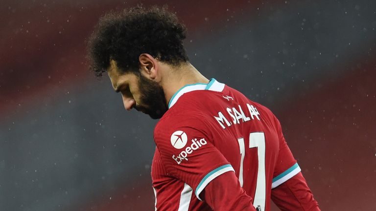 Mohamed Salah shows his frustration during the 1-0 loss