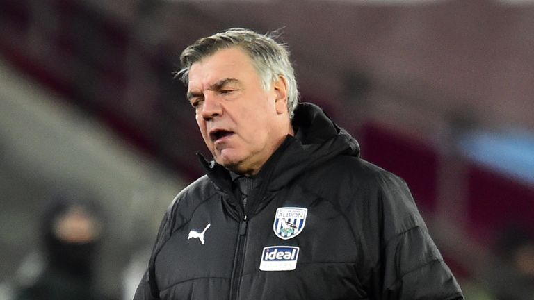 West Bromwich Albion manager Sam Allardyce during the Premier League match at the London Stadium. Picture date: Tuesday January 19, 2021.