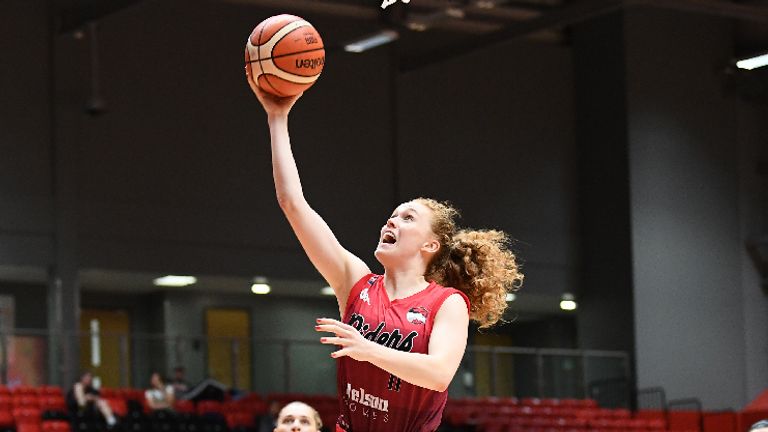 Leicester's Sara Henriksdottir drives to the basket