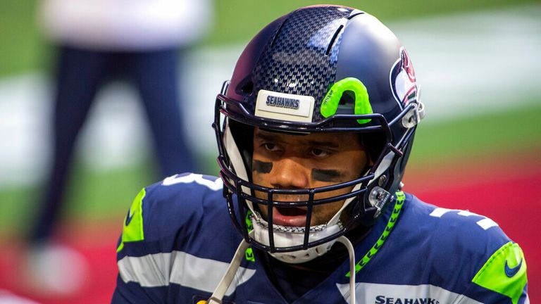AP - Seattle Seahawks quarterback Russell Wilson (3) reacts on the field prior to an NFL football game