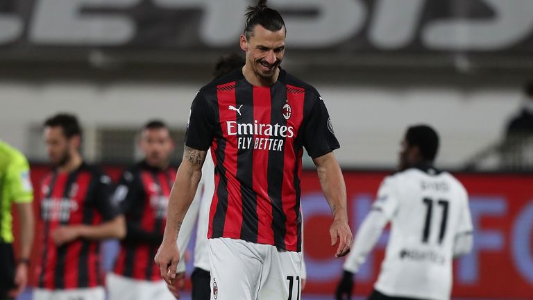 Zlatan Ibrahimovic during AC Milan's defeat at Spezia