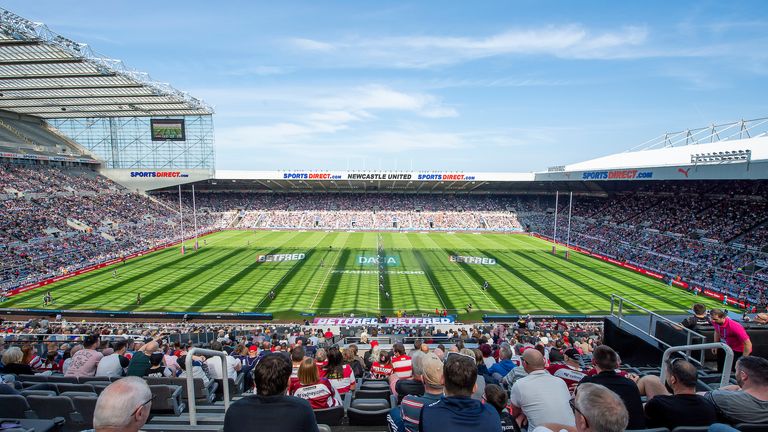 Picture by Allan McKenzie/SWpix.com - 19/05/2018 - Rugby League - Dacia Magic Weekend 2018 - St James Park, Newcastle, England - A general view of St James' Park, Dacia, Betfred, gv, branding.