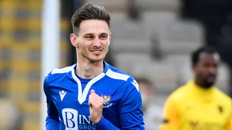 St Johnstone's Scott Tanser celebrates his goal