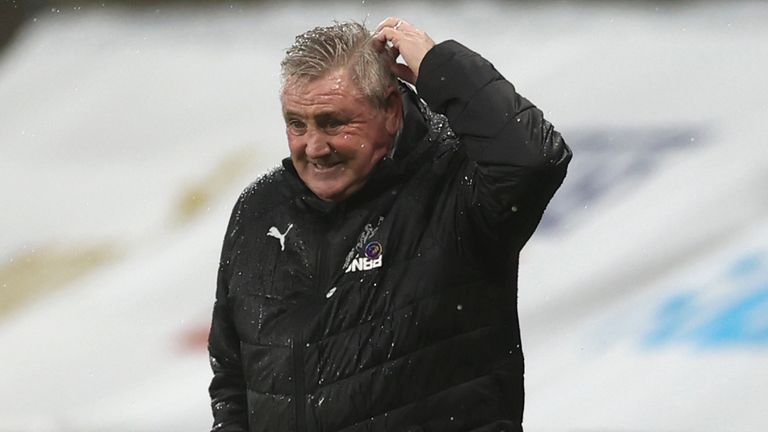 Newcastle manager Steve Bruce cuts a frustrated figure on the touchline