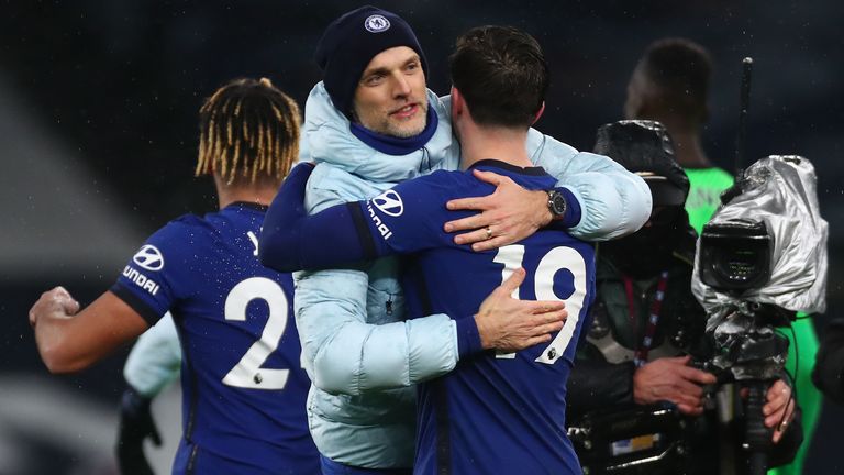 Thomas Tuchel embraced Mason Mount at full-time after Chelsea beat Spurs 1-0 