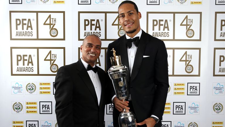 Virgil van Dijk winning the PFA Player of the Year award in 2019