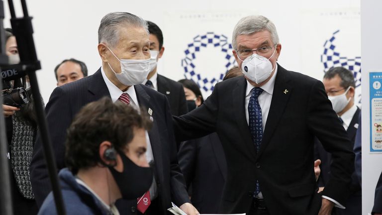 Yoshiro Mori (L) is a former Japanese prime minister and head of the Tokyo organising committee